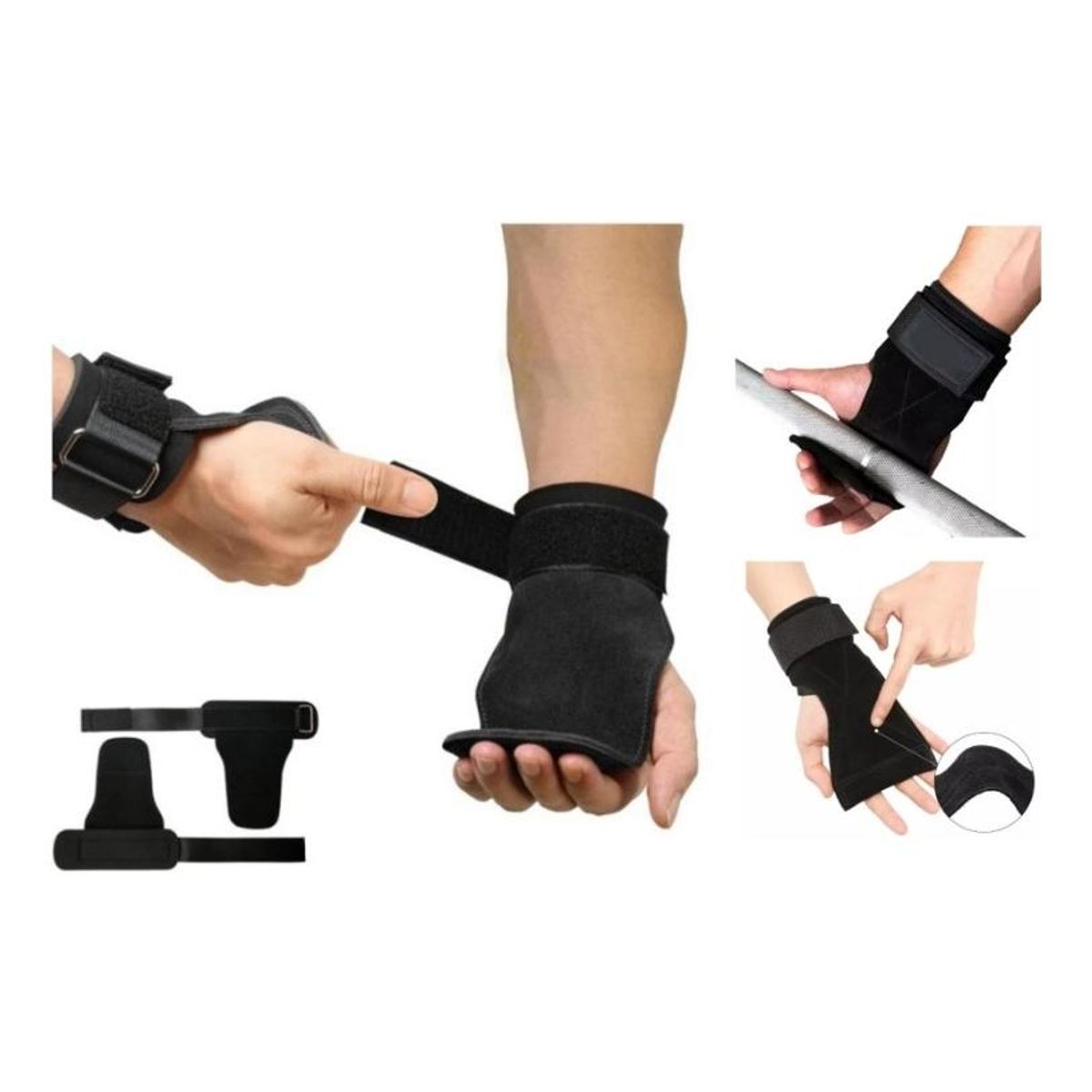 GENERICO - Calleras de Cuero para Pesas y Calistenia con Muñequera