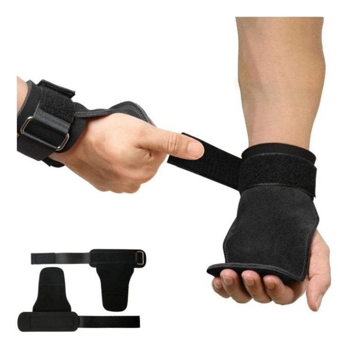 GENERICO - Calleras de Cuero para Pesas y Calistenia con Muñequera