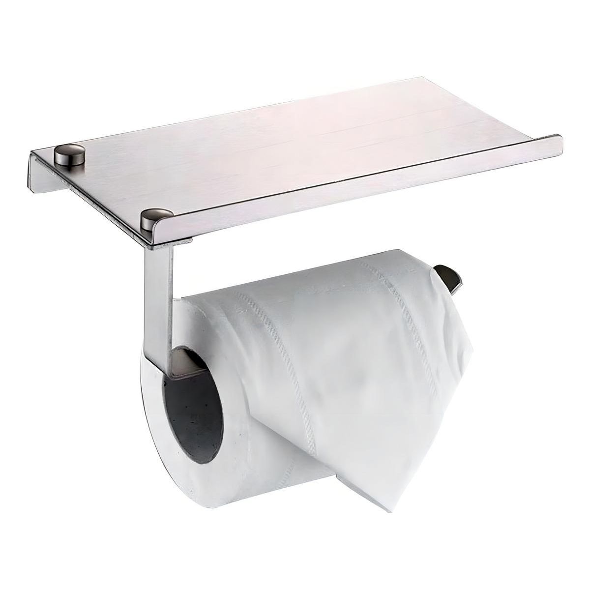 GENERICO - Soporte de Papel Higiénico con Estante para Celular Plateado