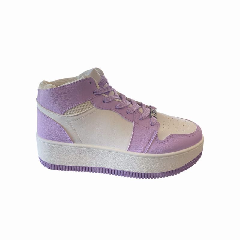 HERIEL - Zapatilla Blanca con Lila Plataforma