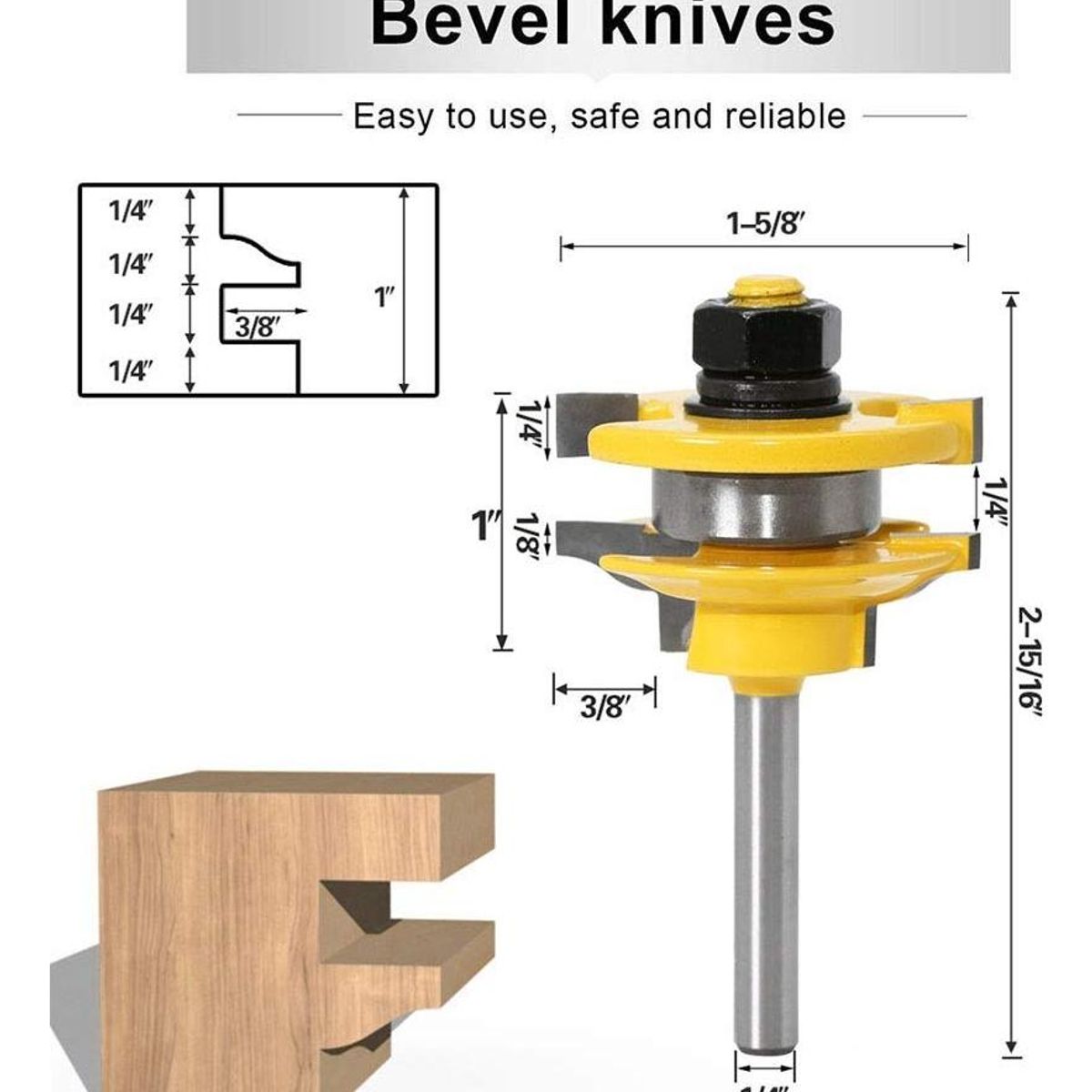 GENERICO - Juego de 3 Fresas de 8mm para Carpintería