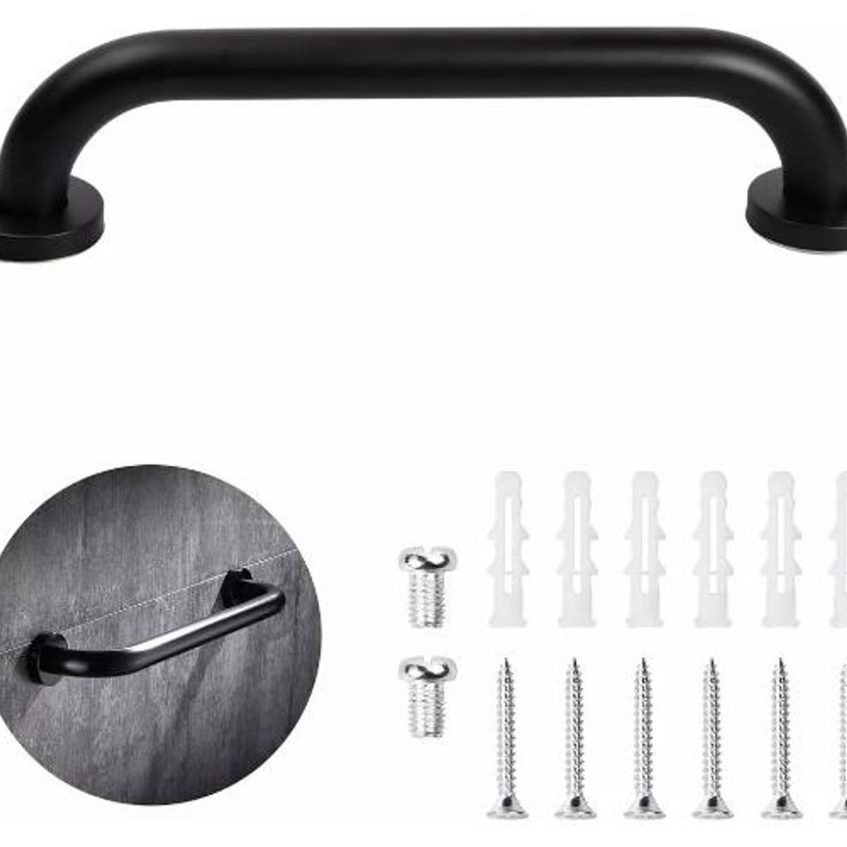 GENERICO - Barra de Seguridad de Acero Inoxidable Negro Mate - 30 cm