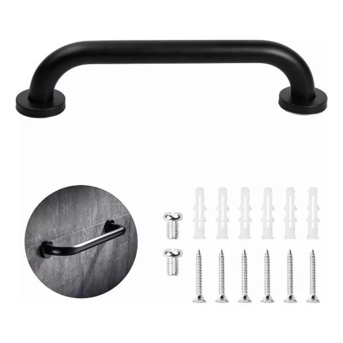 GENERICO - Barra de Seguridad de Acero Inoxidable Negro Mate - 30 cm