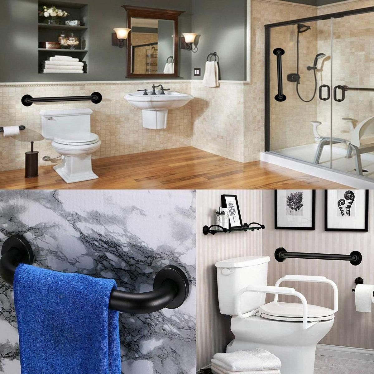 GENERICO - Barra de Seguridad de Acero Inoxidable Negro Mate - 30 cm