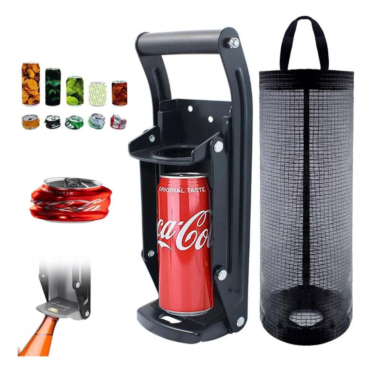 GENERICO - Trituradora de Latas de Pared con Abrebotellas Integrado