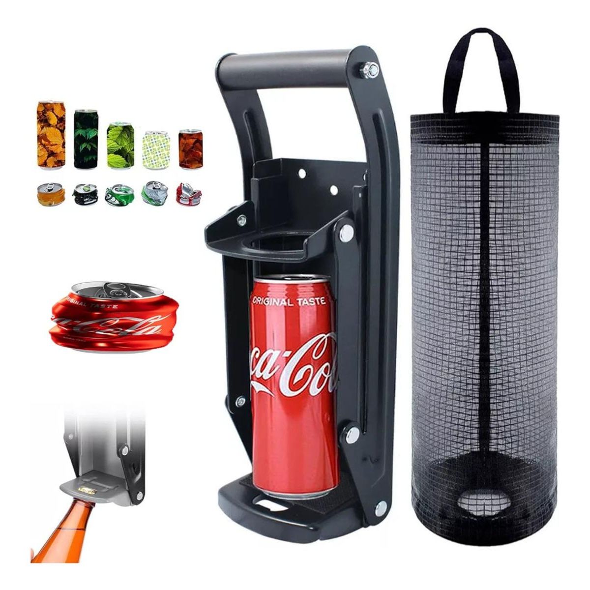 GENERICO - Trituradora de Latas de Pared con Abrebotellas Integrado