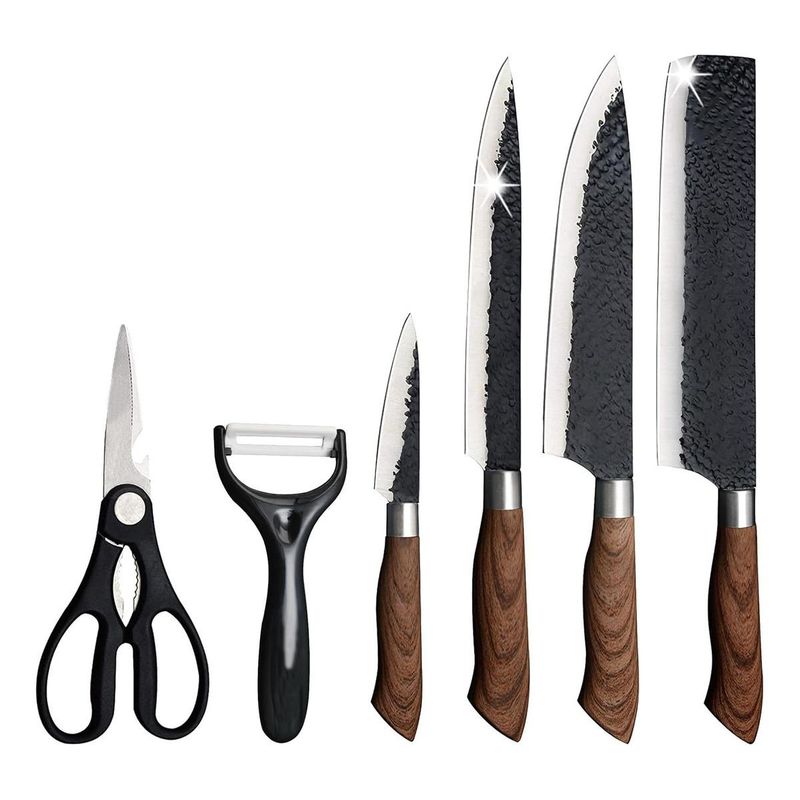 GENERICO - Set de Cuchillos de Cocina Profesional de Acero Inoxidable 6 Pzs