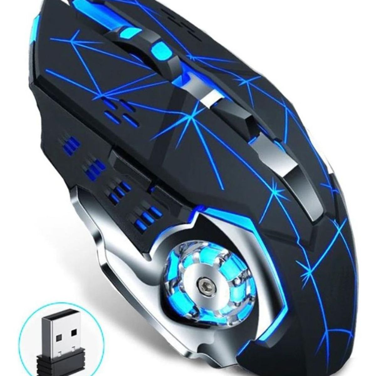 GENERICO - Mouse Gamer Inalámbrico Recargable RGB Color Negro