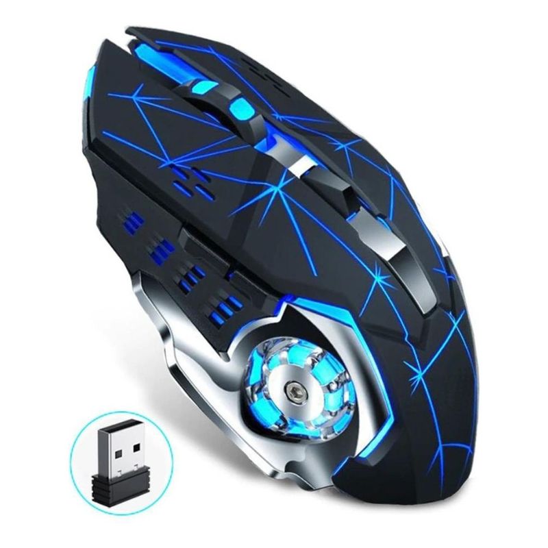 GENERICO - Mouse Gamer Inalámbrico Recargable RGB Color Negro