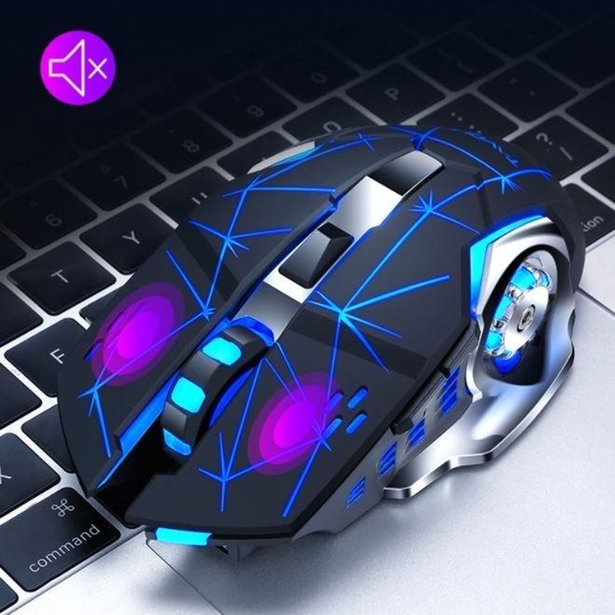 GENERICO - Mouse Gamer Inalámbrico Recargable RGB Color Negro