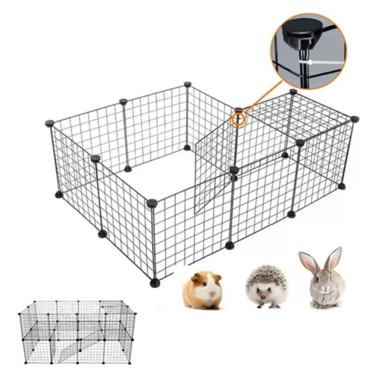 GENERICO - Jaula Armable para Mascotas Pequeñas de 12 Paneles