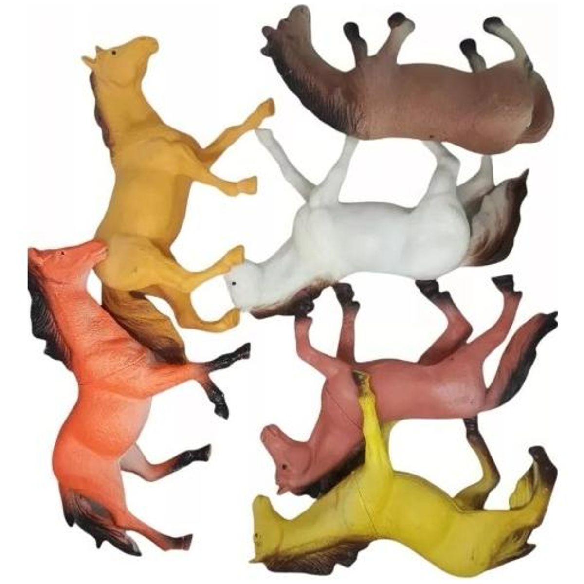 GENERICO - Set de 6 Caballos de Juguete Coloridos de Granja 14 cm