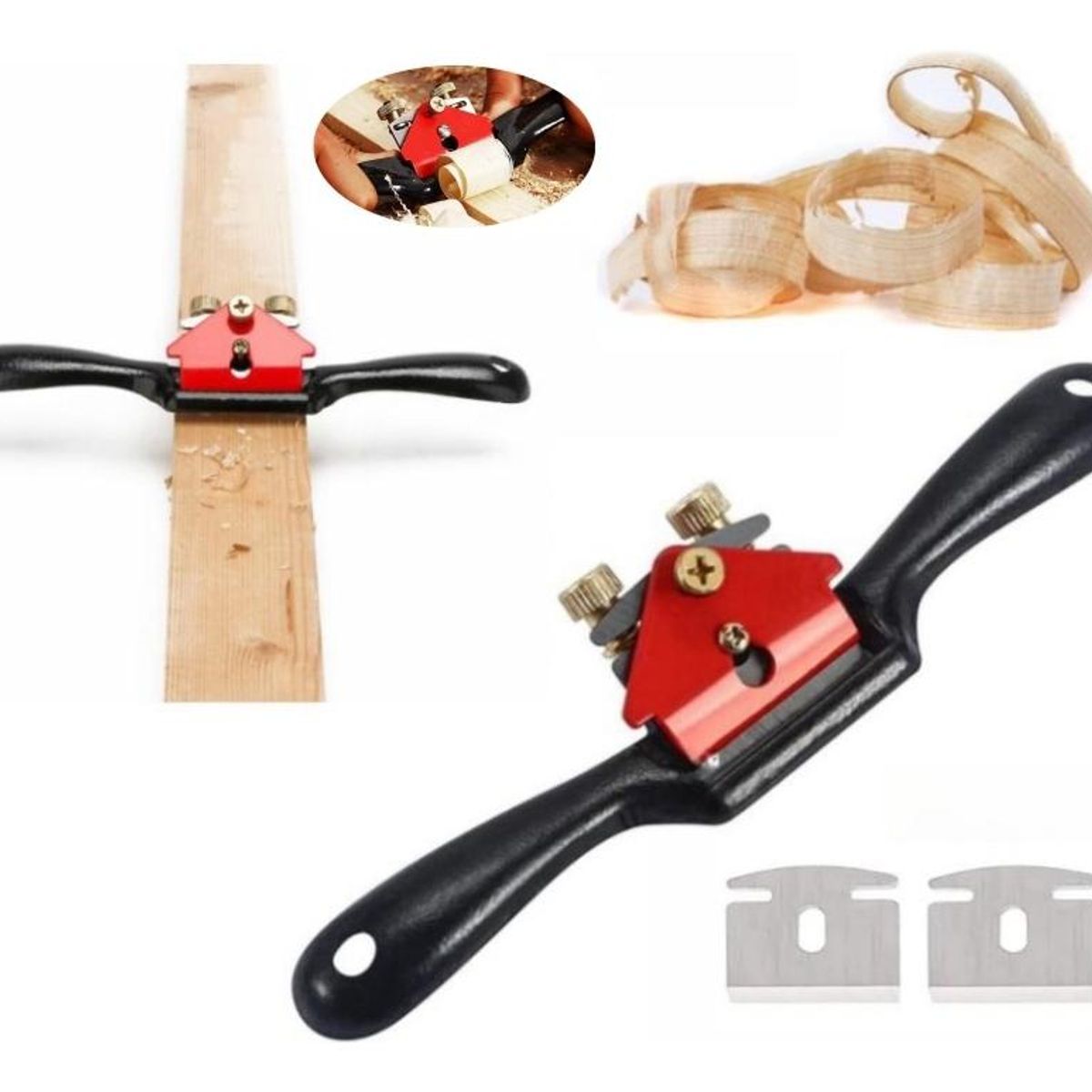 GENERICO - Cepillo de Carpintero Ajustable con 3 Hojas de Repuesto