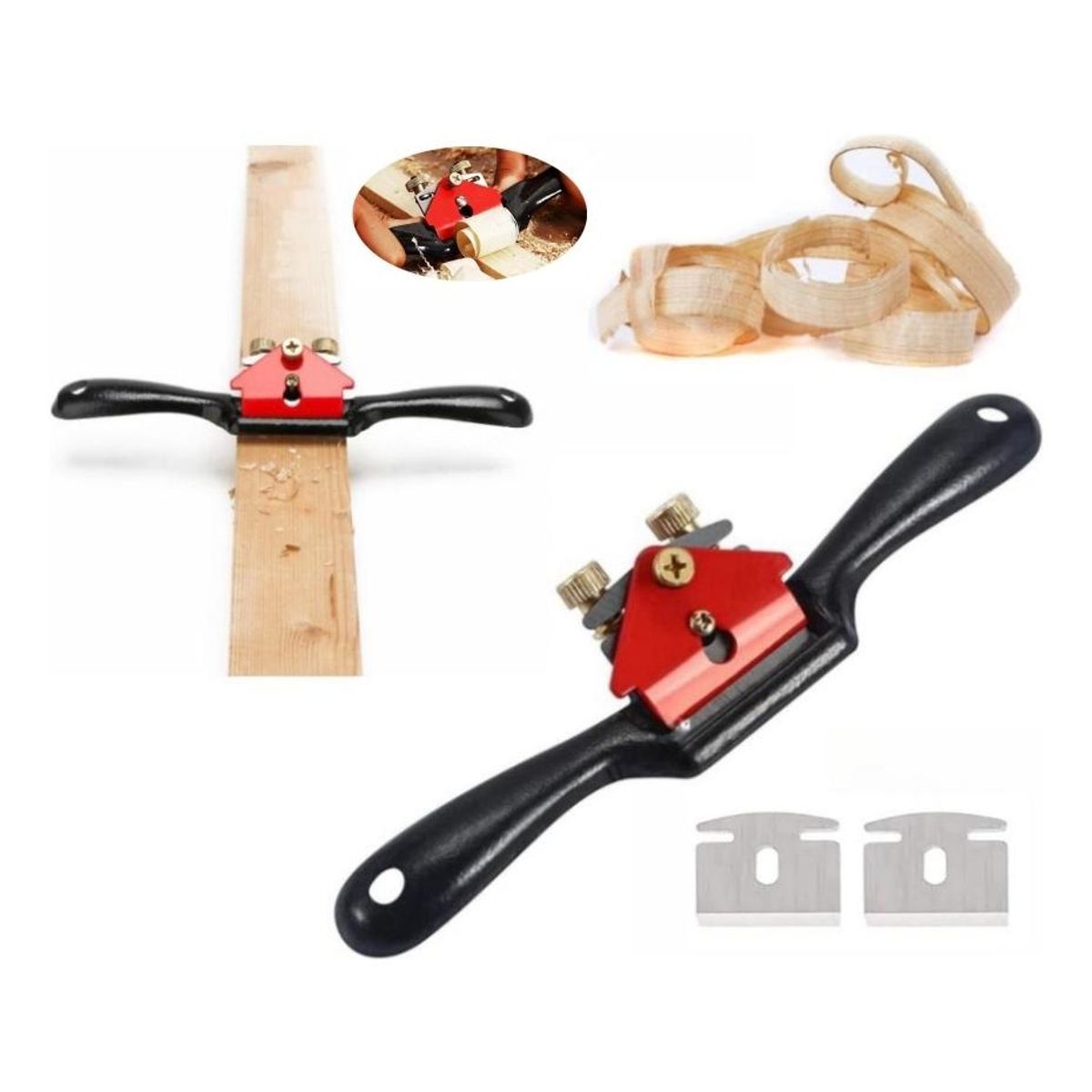 GENERICO - Cepillo de Carpintero Ajustable con 3 Hojas de Repuesto