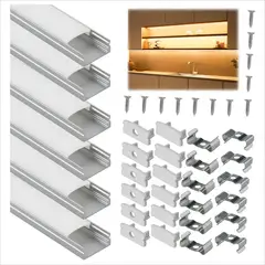 GENERICO - Perfil de Aluminio de 6m con Difusor para Tiras LED