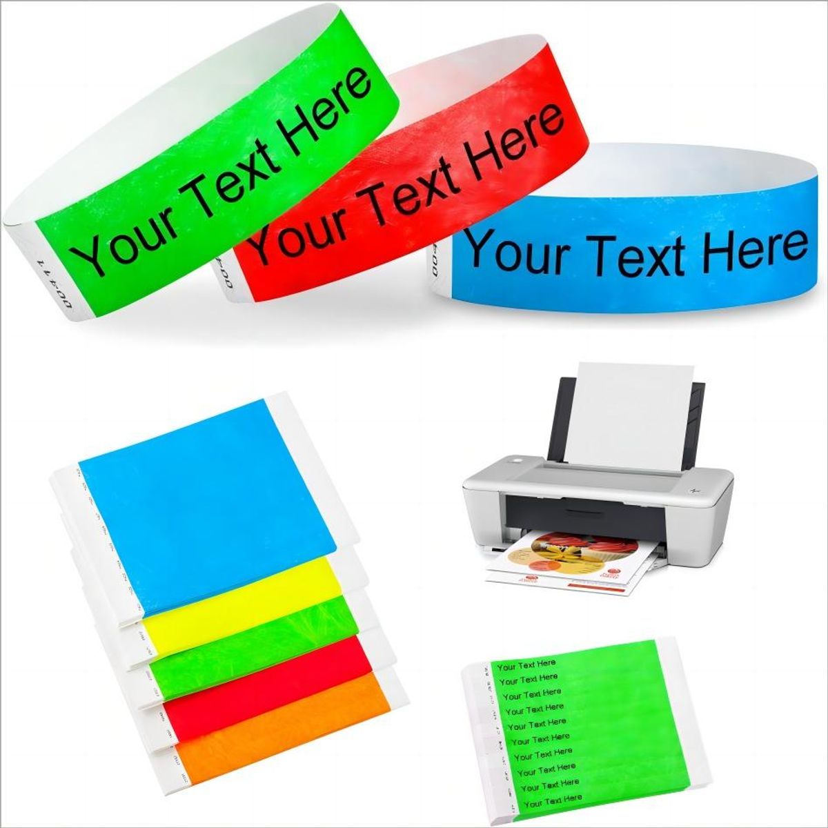 GENERICO - Pulseras de Papel Tyvek Imprimibles - 300 Unidades