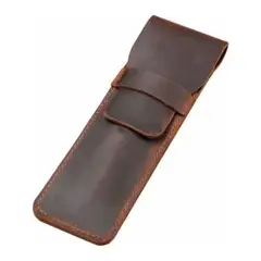 GENERICO - Porta Lápices de Cuero Vintage Elegante en Color Café