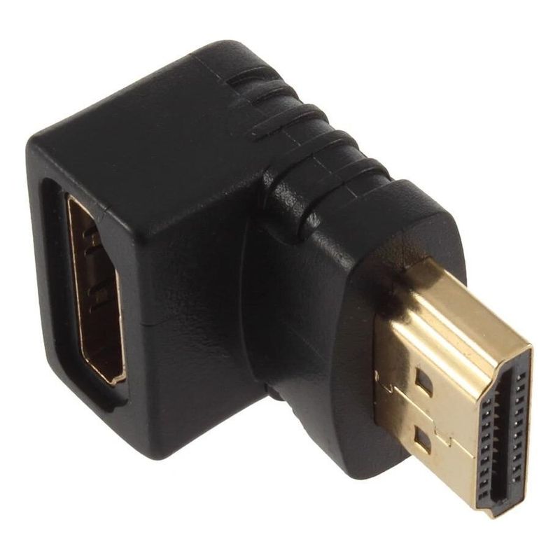 GENERICO - Pack de 2 Adaptadores HDMI Macho y Hembra con Ángulo Recto