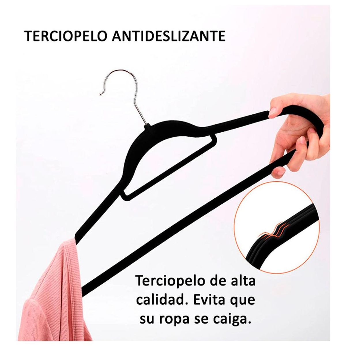 GENERICO - Colgadores Antideslizantes de Terciopelo - 20 Unidades