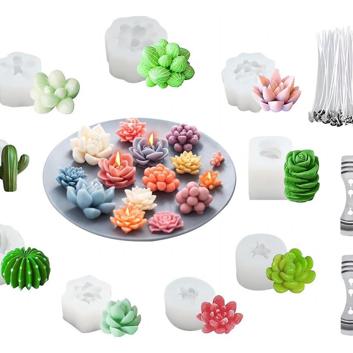 GENERICO - Kit de 9 Moldes de Silicona para Manualidades y Velas