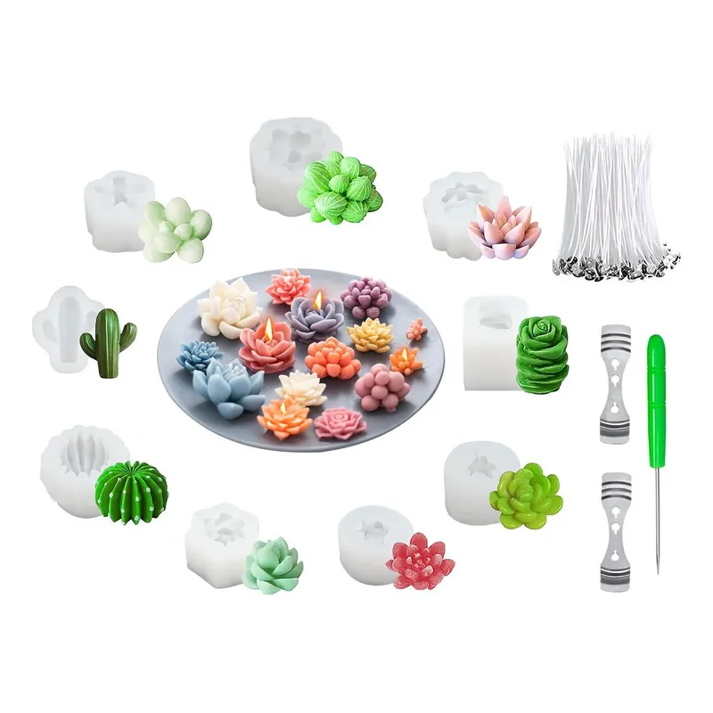 GENERICO - Kit de 9 Moldes de Silicona para Manualidades y Velas