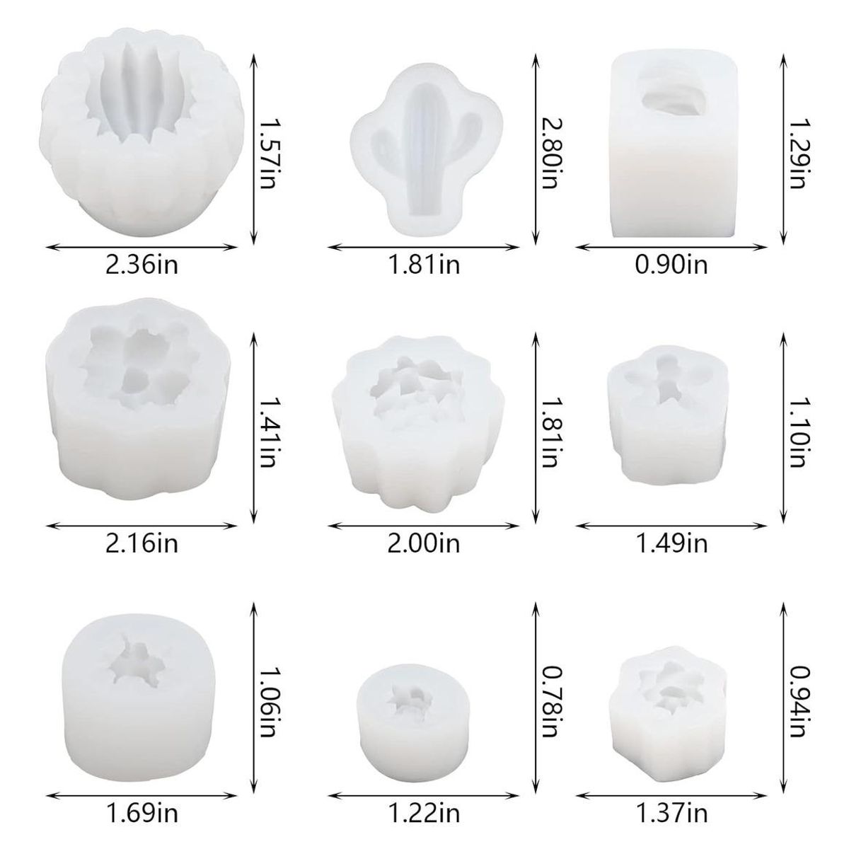 GENERICO - Kit de 9 Moldes de Silicona para Manualidades y Velas