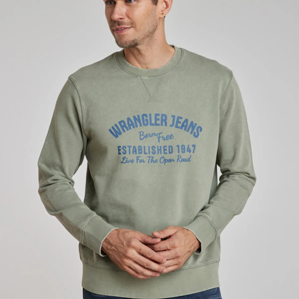 WRANGLER - Poleron Hombre Graphic Acid Sweatshirt Green Dusty