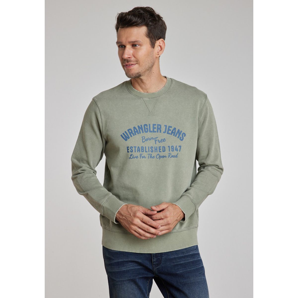 WRANGLER - Poleron Hombre Graphic Acid Sweatshirt Green Dusty