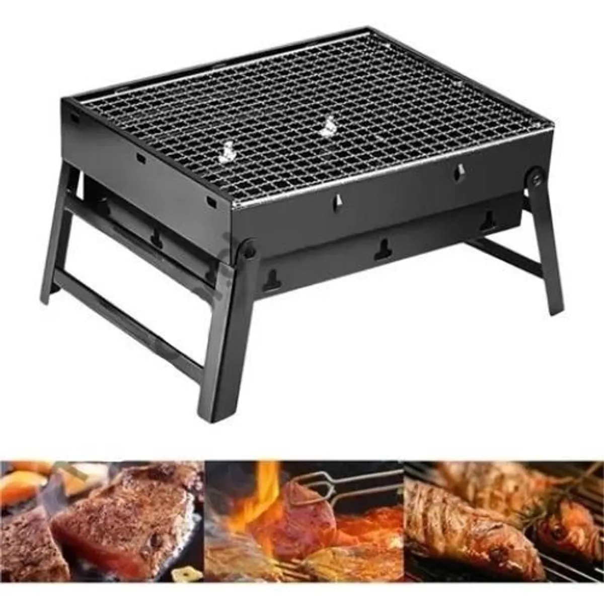 GENERICO - Parrilla Portátil Plegable de Acero Inoxidable para Asados
