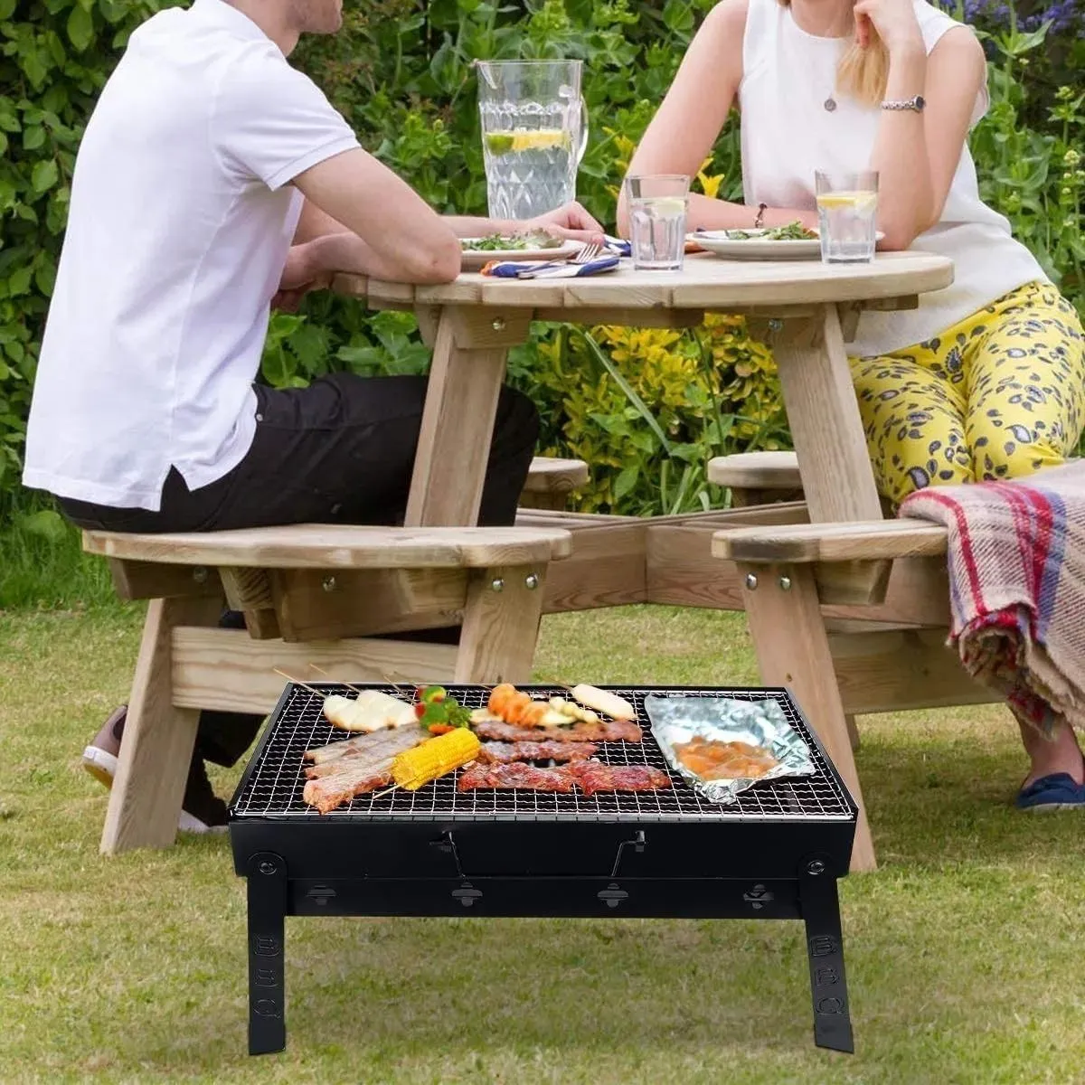 GENERICO - Parrilla Portátil Plegable de Acero Inoxidable para Asados