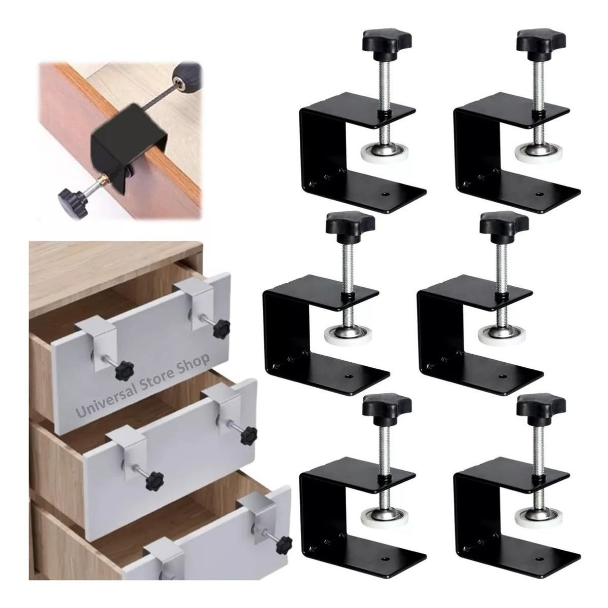 GENERICO - Set de 6 Prensas Abrazaderas para Montaje de Cajones