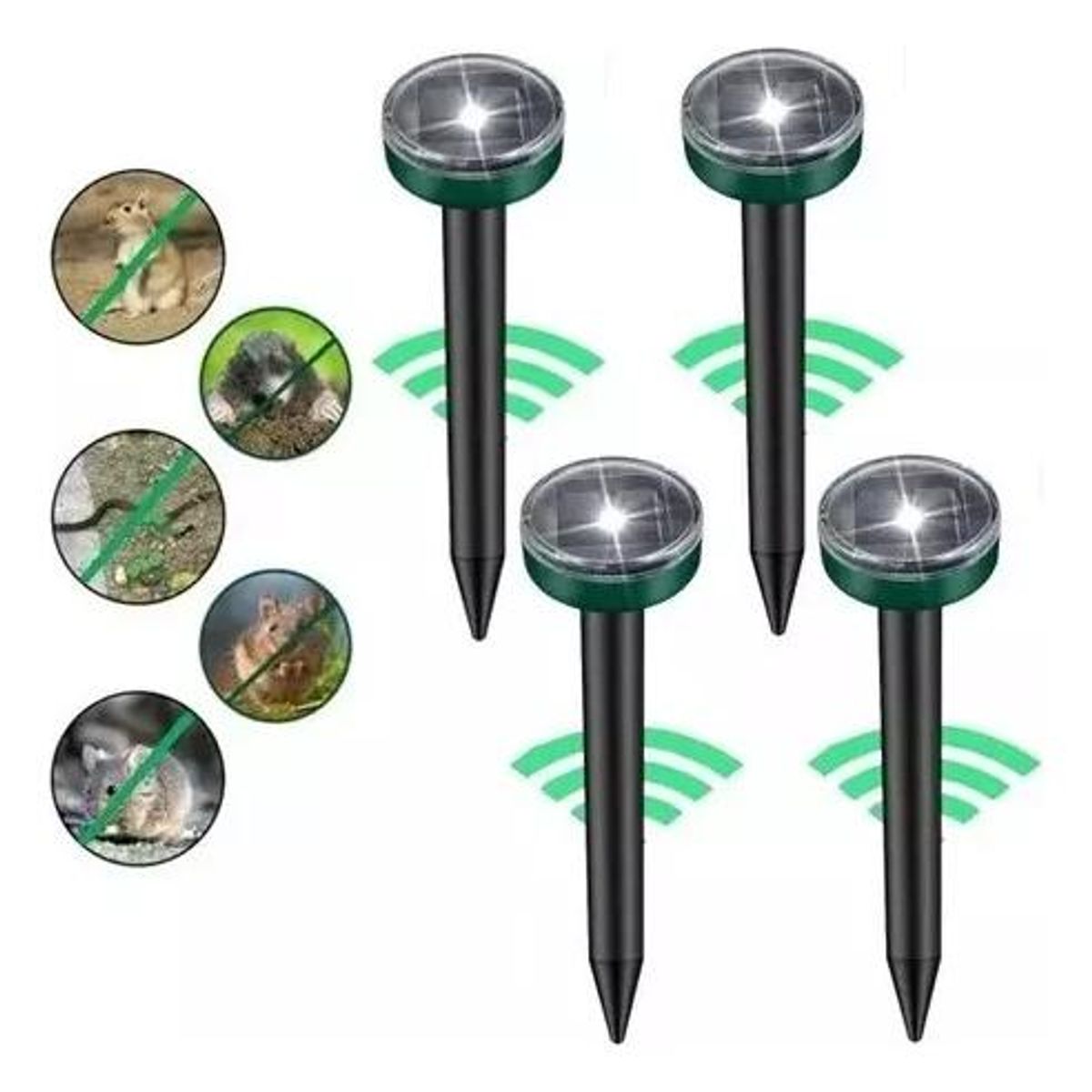 GENERICO - Repelente Solar Ultrasónico para Roedores - 4 Piezas