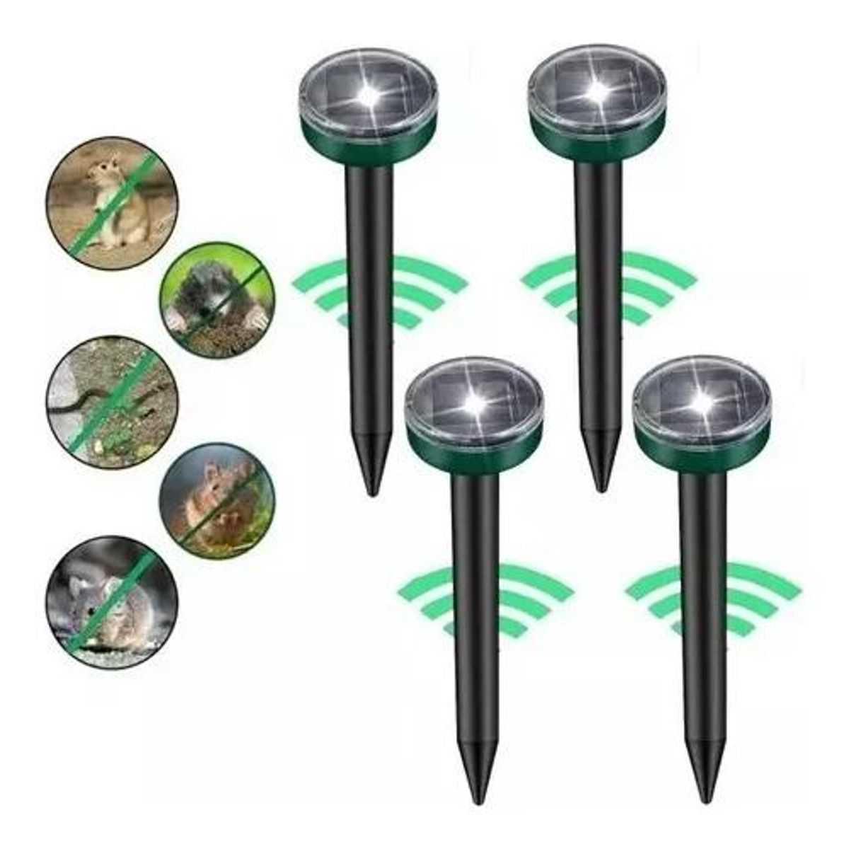 GENERICO - Repelente Solar Ultrasónico para Roedores - 4 Piezas