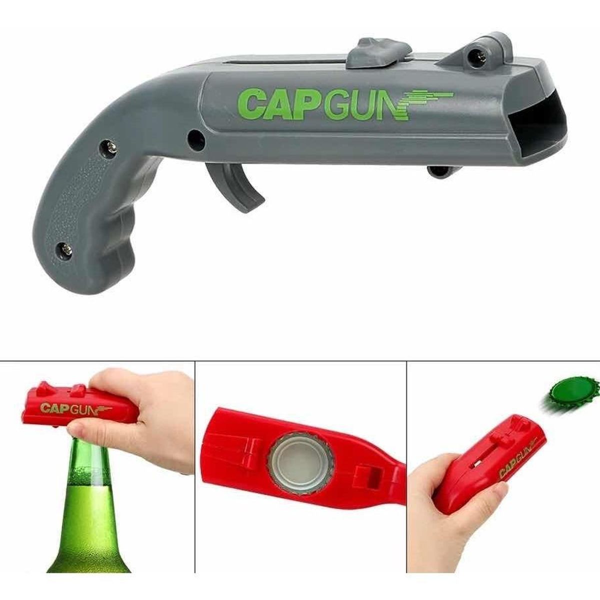 GENERICO - Destapador de Cerveza Tipo Pistola con Lanzador de Tapas