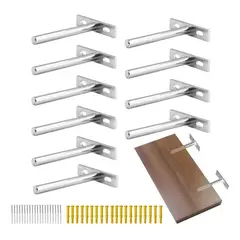 GENERICO - Pack de 12 Soportes de Escuadra para Estantes de Pared