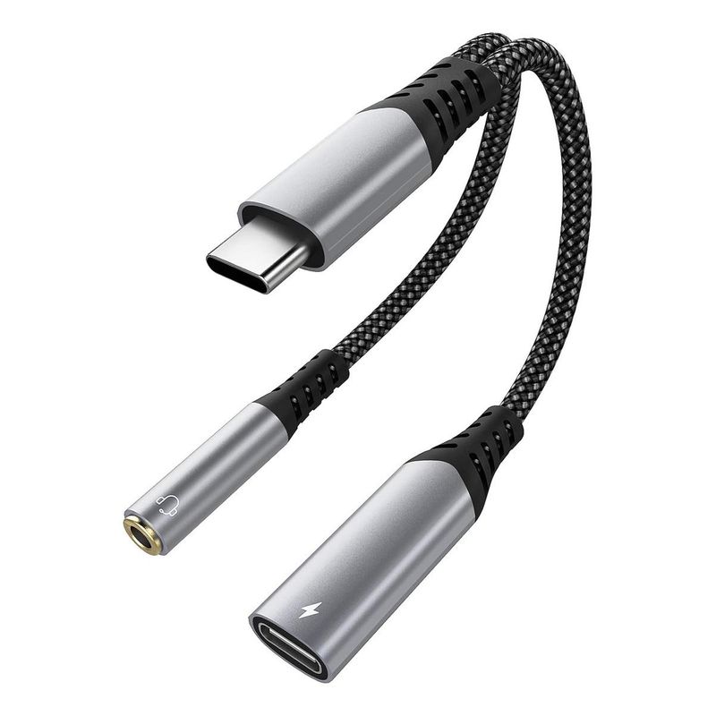 GENERICO - Adaptador Split USB-C a Audio Jack 35mm con Carga Rápida