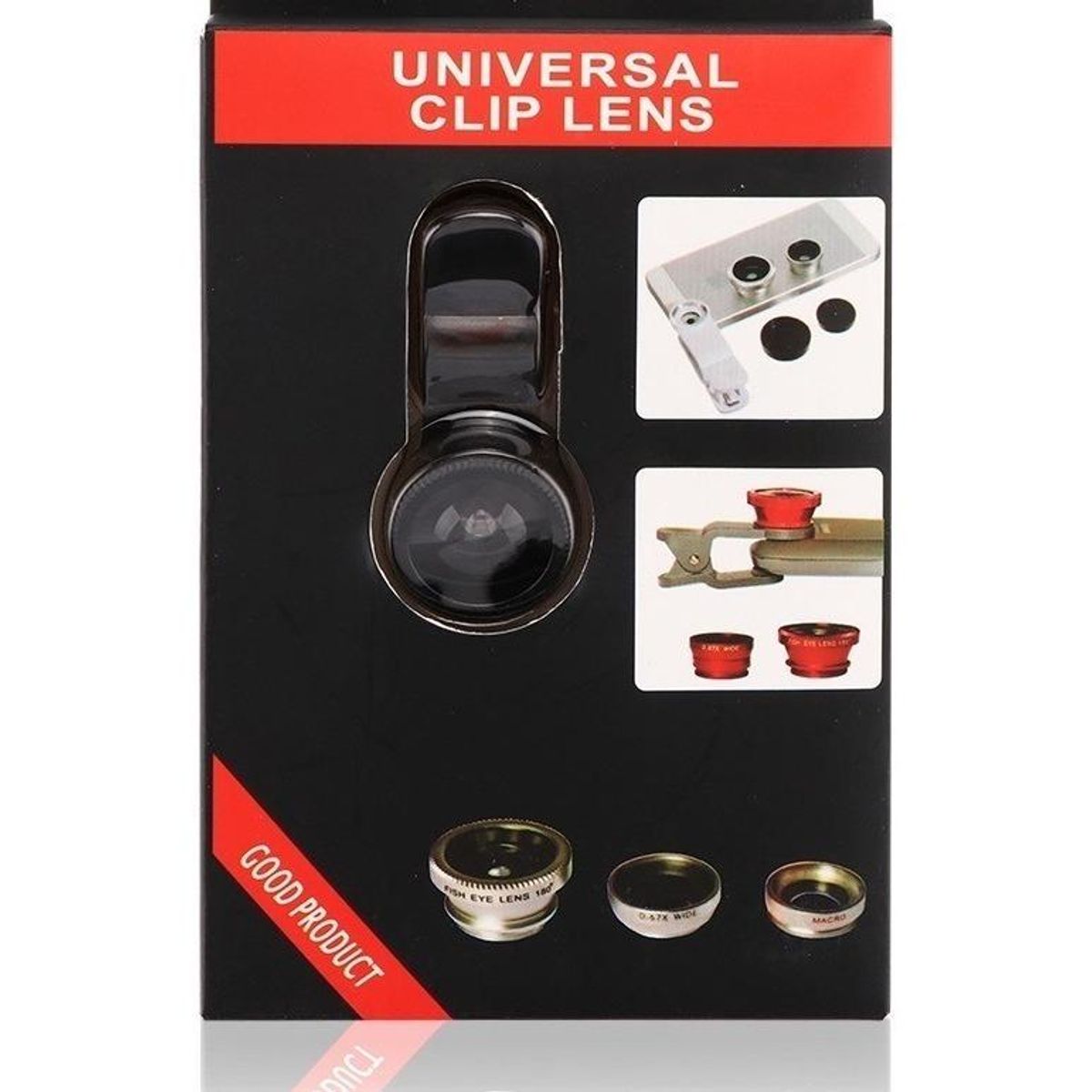 GENERICO - Lente Ojo de Pez 3 en 1 para Celulares con Pinza Universal