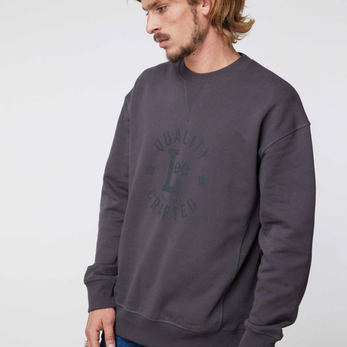 LEE - Poleron Hombre  Ls Crew Sws Print Fade Black