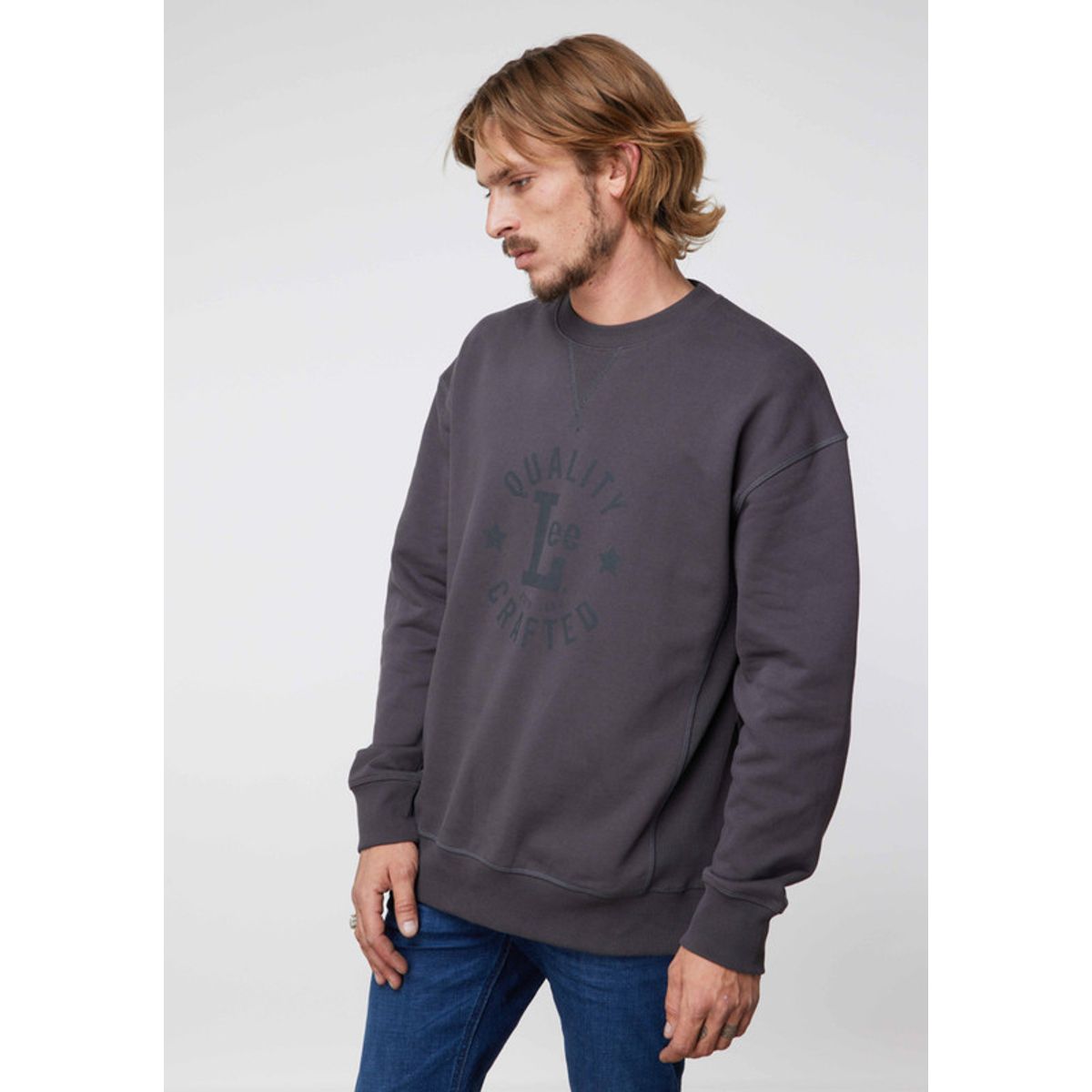 LEE - Poleron Hombre  Ls Crew Sws Print Fade Black