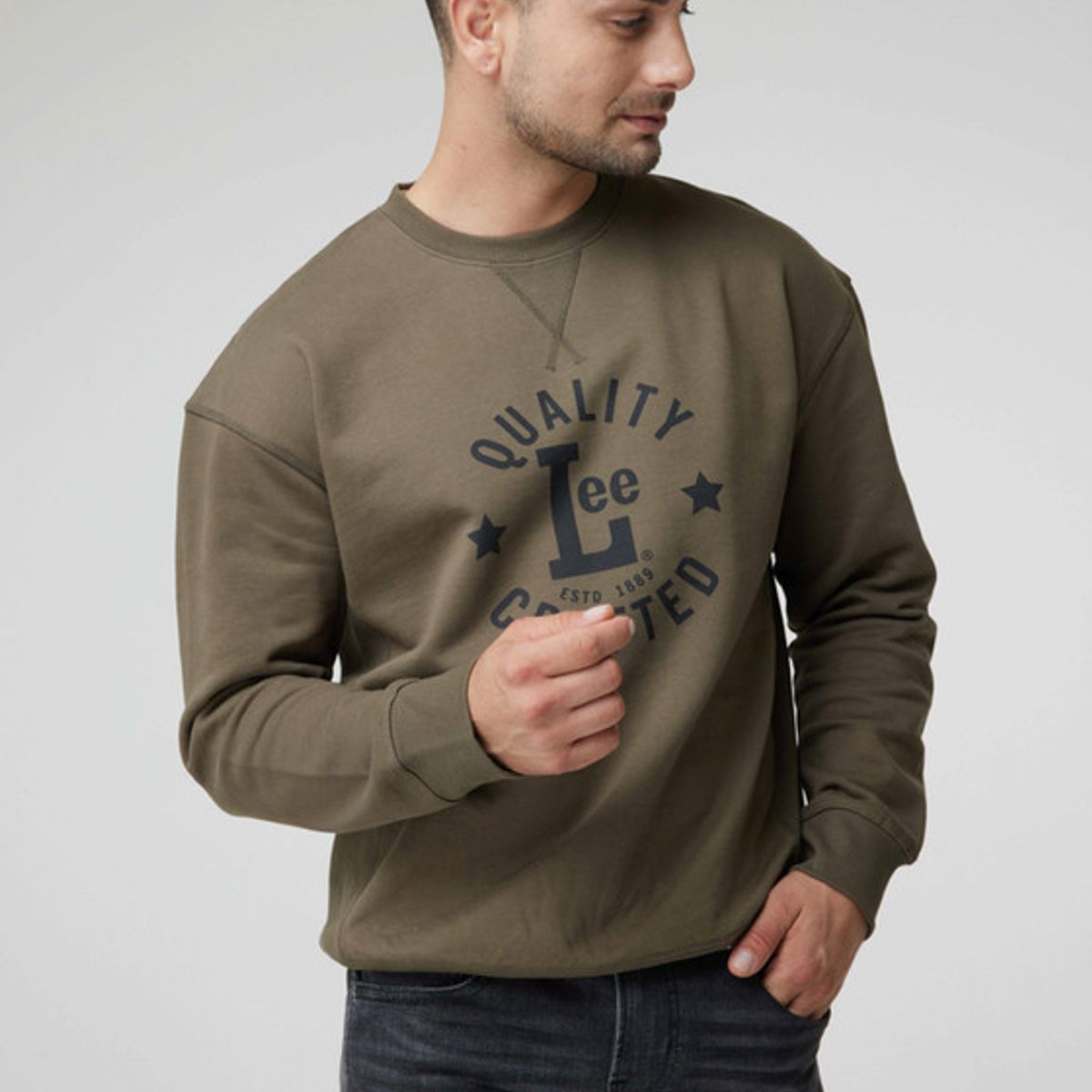 LEE - Poleron Hombre  Ls Crew Sws Print Militar Green