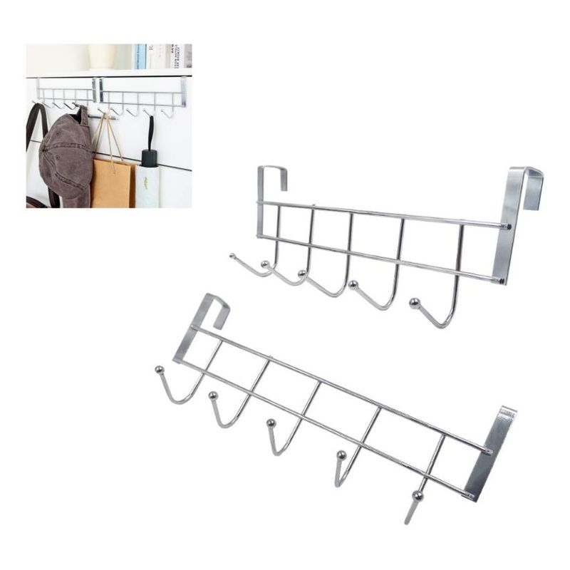 GENERICO - Toallero Con 2 Ganchos Para Puerta - Ideal Para Cocina Y Baño