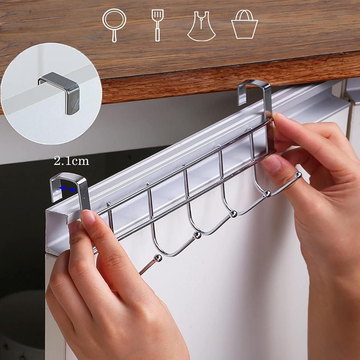 GENERICO - Toallero Con 2 Ganchos Para Puerta - Ideal Para Cocina Y Baño