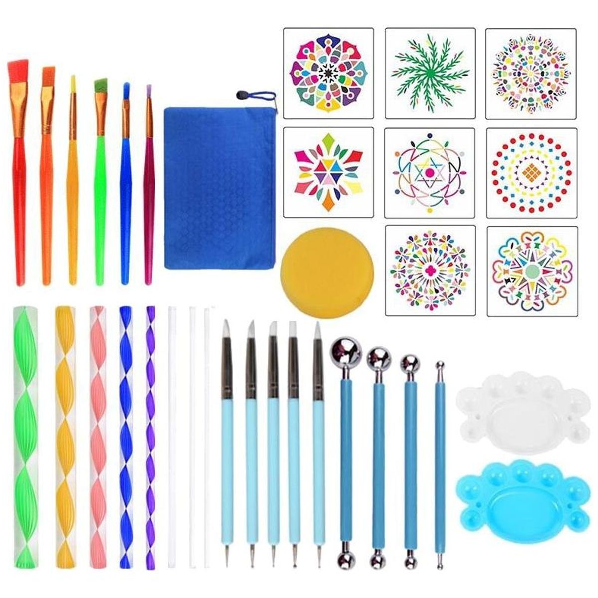 GENERICO - Kit Completo de Puntillismo para Mándalas - 35 Piezas