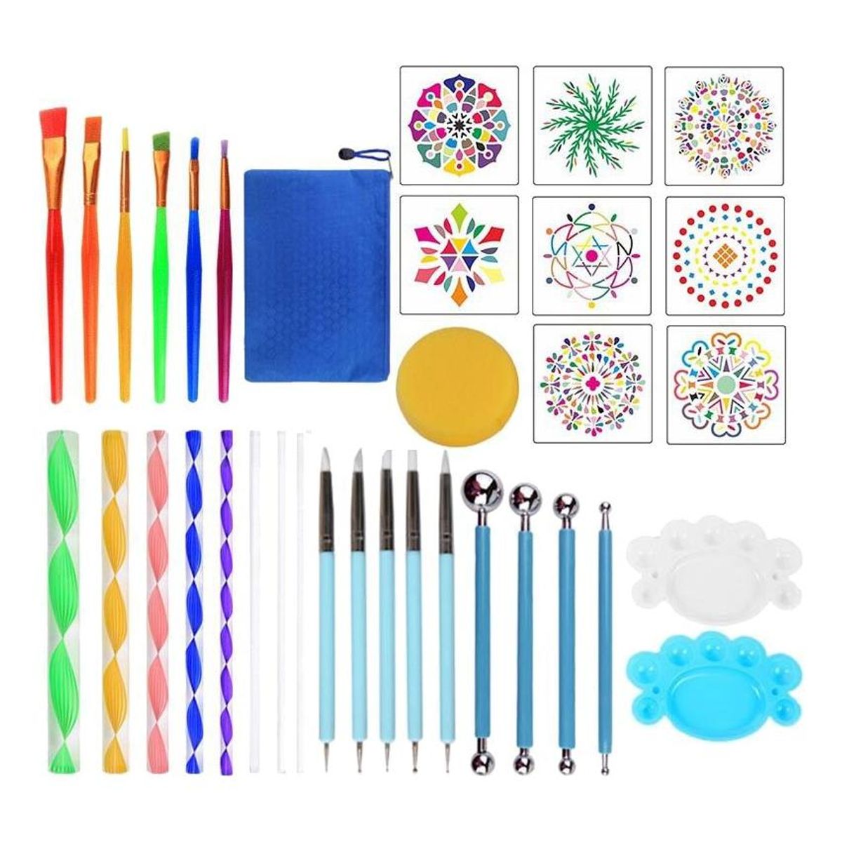 GENERICO - Kit Completo de Puntillismo para Mándalas - 35 Piezas