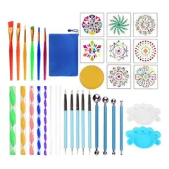 GENERICO - Kit Completo de Puntillismo para Mándalas - 35 Piezas
