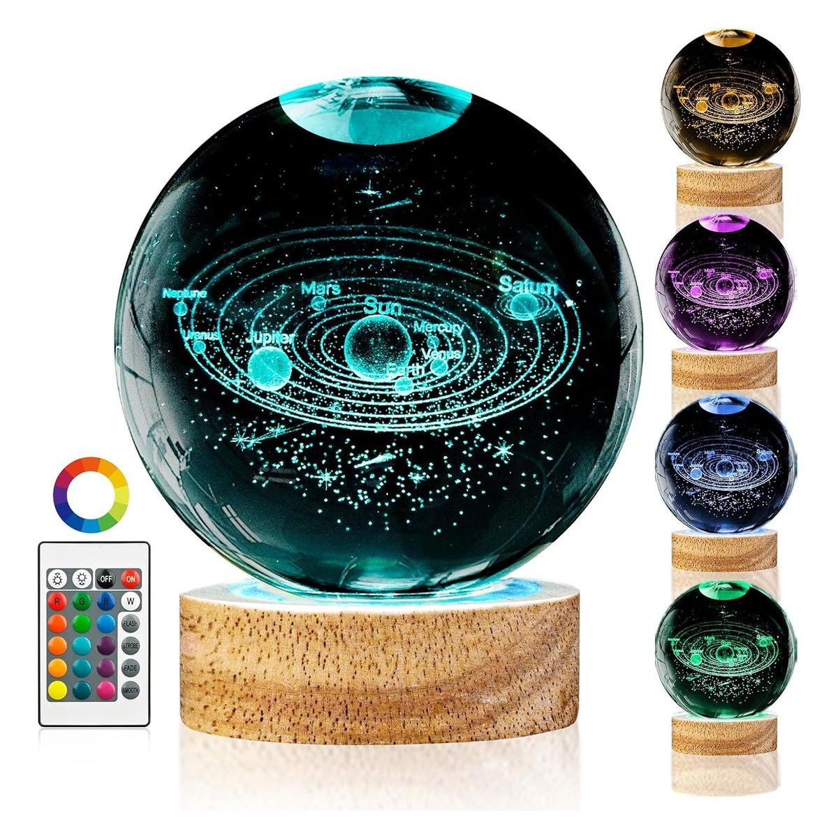 GENERICO - Luz de Noche 3D con 16 Colores y Diseño de Cristal