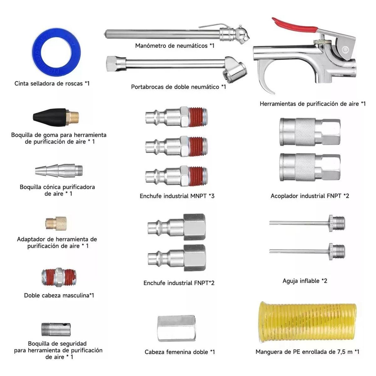 GENERICO - Kit de Accesorios para Compresor de Aire - 20 Piezas