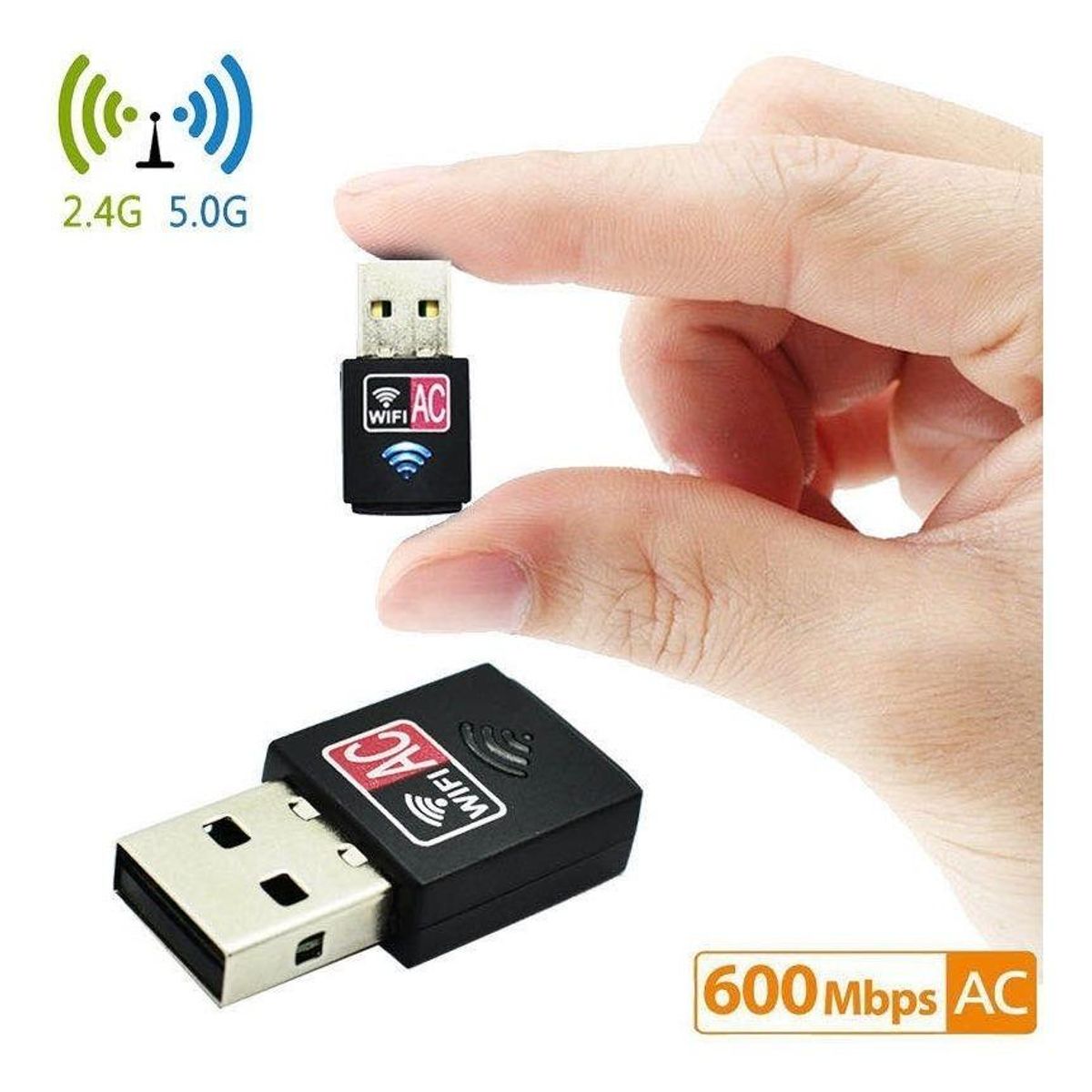 GENERICO - Receptor Wifi USB 20 Adaptador Inalámbrico 600 Mbps