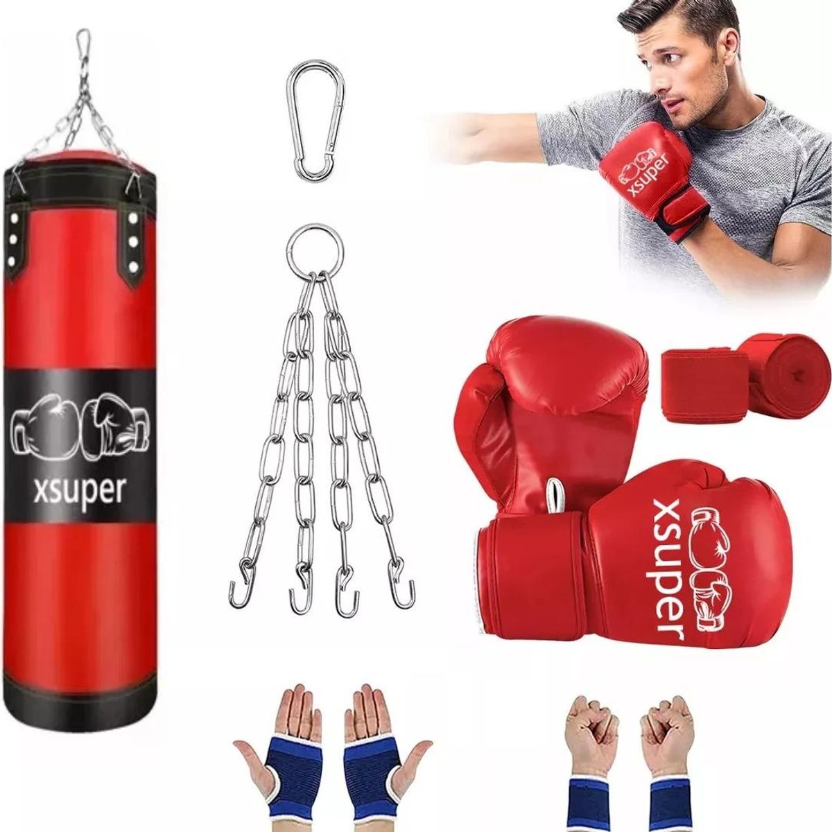 GENERICO - Kit Completo de Boxeo Saco de Arena y Guantes
