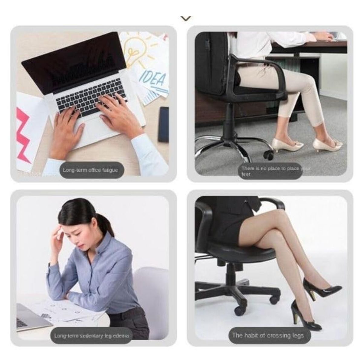 GENERICO - Reposapiés Ergonomico Ajustable con Masaje 6 Niveles